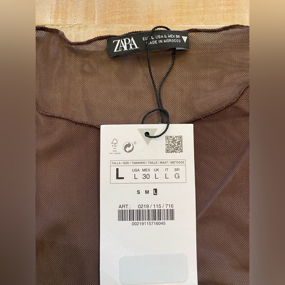 Zara Brown Sequin Tulle crop top NWT - Picture 8 of 13
